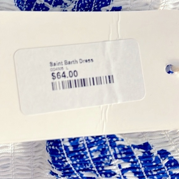 NWT Women’s Dress Day Saint Barth Blue & White Off The Shoulder Maxi Dress Sz L - Picture 16 of 16